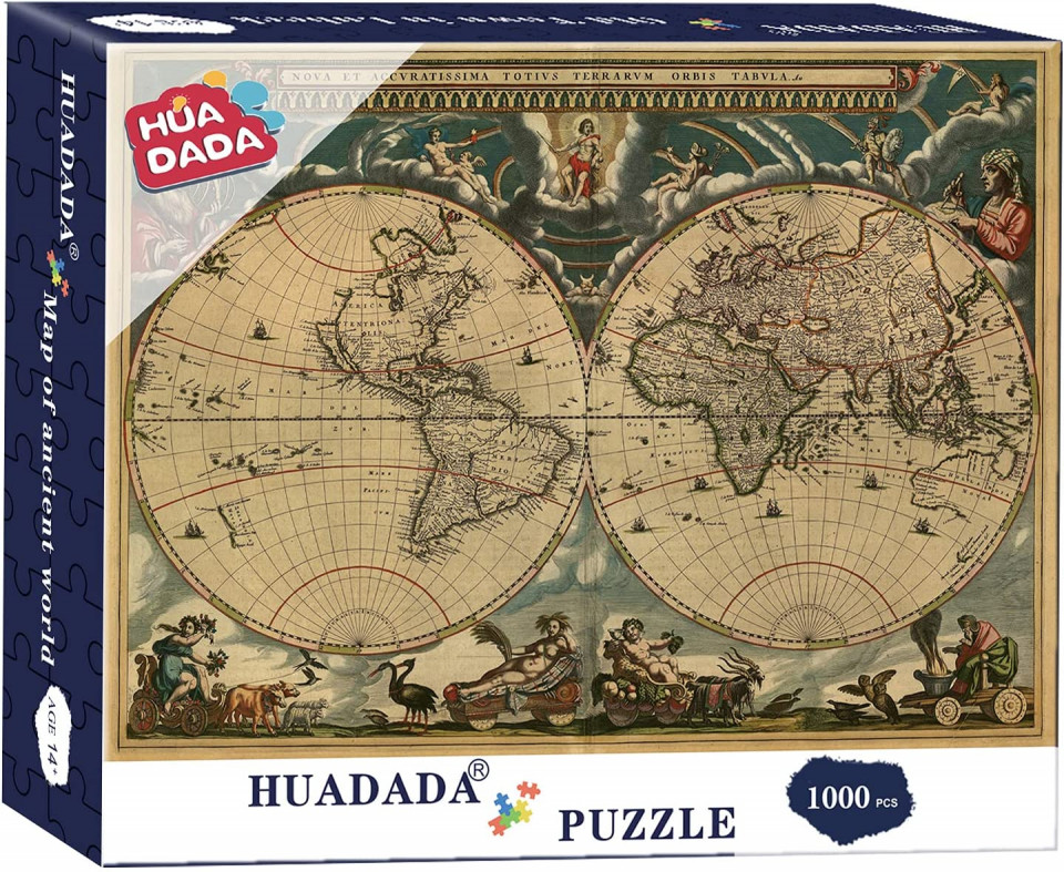 Puzzle HUADADA, 1000 piese, model Harta Lumii, carton, multicolor, 50 x 70 cm