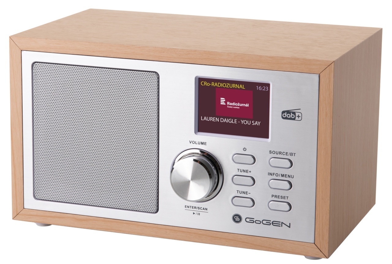 Radio GoGEN DAB 620 BTCS, 5W, DAB+/FM, Bluetooth, LCD color, ceas cu alarma, argintiu/maro