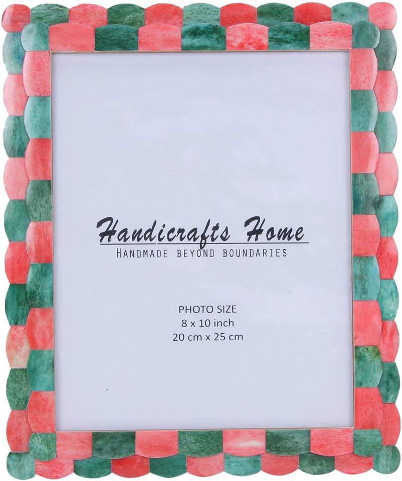 Rama foto Handicrafts, MDF/metal/plexiglas, rosu/verde/natur, 20 x 25 cm chilipirul-zilei.ro/ imagine noua