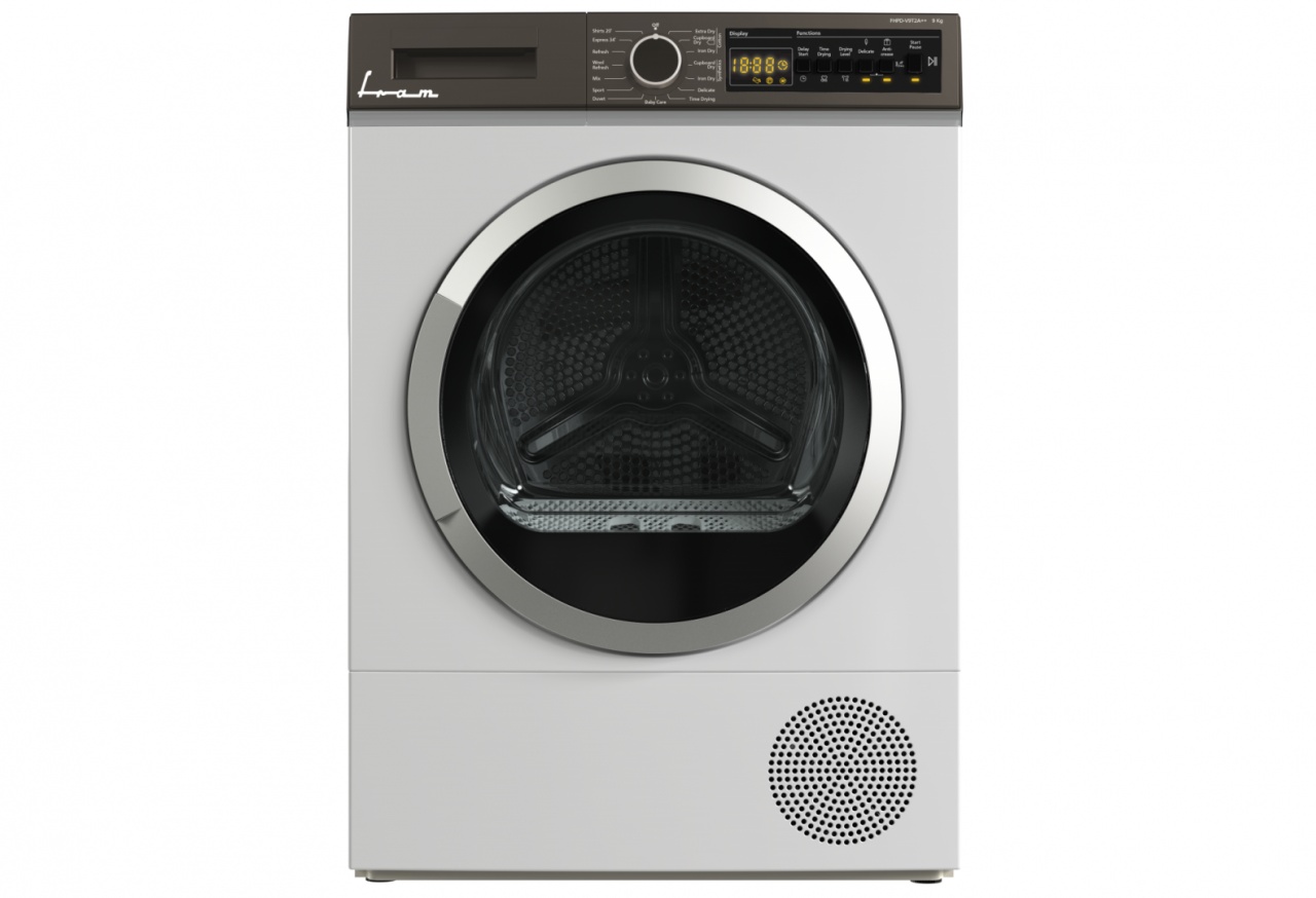 RESIGILAT – USCATOR DE RUFE CU POMPA DE CALDURA FRAM FHPD-V9T2A++, Clasa A++, 9Kg, 15 programe, Display LED, Alb