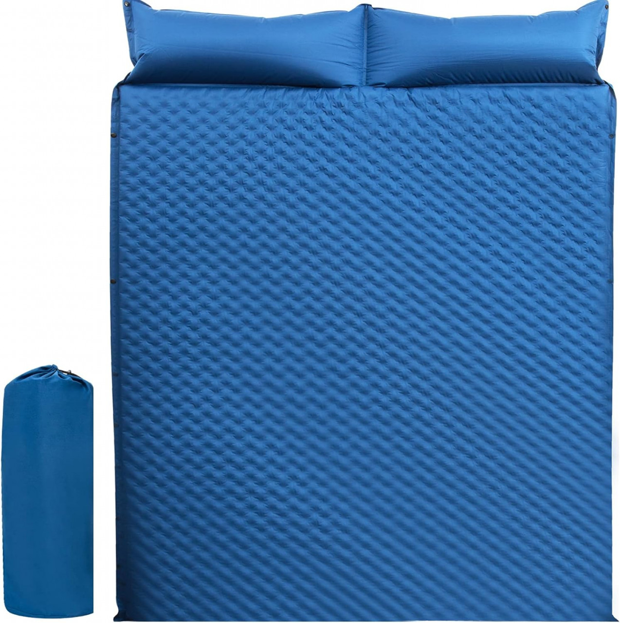 Saltea pneumatica pentru camping Phatrip, spuma cu memorie, albastru inchis, 132 x 200 x 5 cm