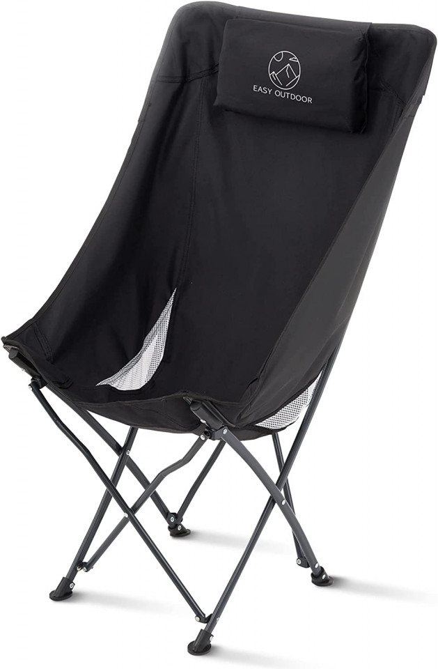 Scaun de camping pliabil Easy Outdoor, textil/metal, negru, 60 x 55 x 90 cm Camping imagine 2022
