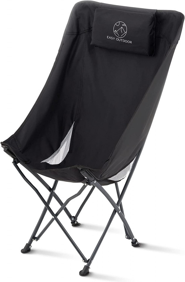 Poze Scaun de camping pliabil Easy Outdoor, textil/metal, negru, 60 x 55 x 90 cm