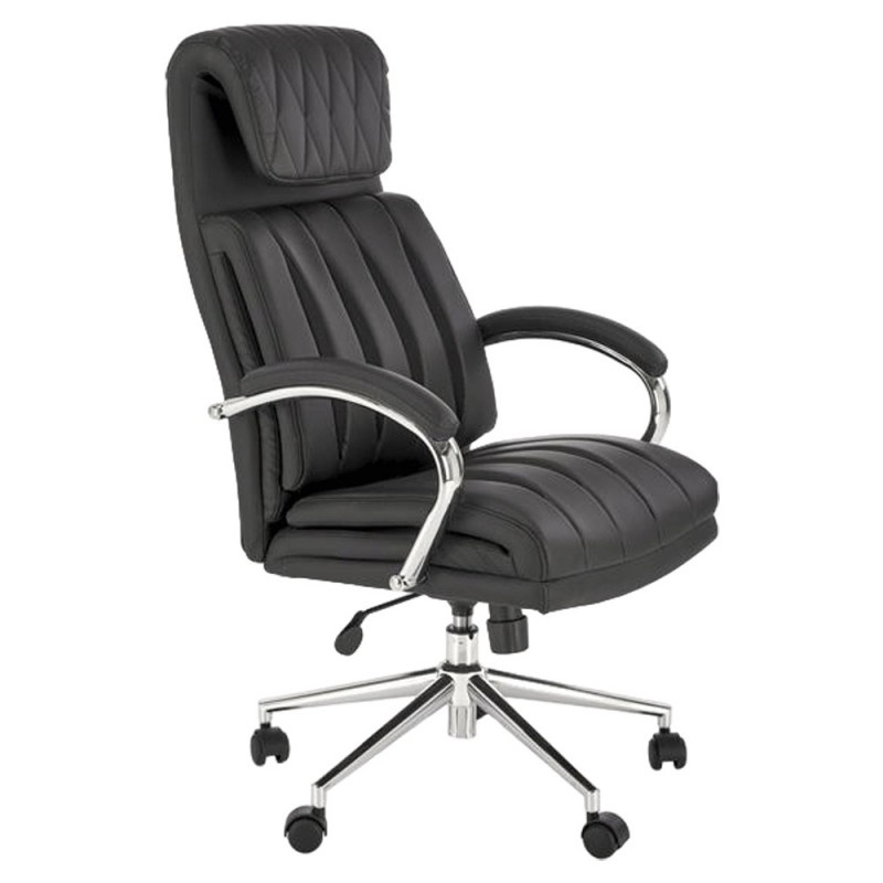 Scaun directorial HM Romano, piele ecologica, mecanism balans, baza metalica, robust,100 kg, negru