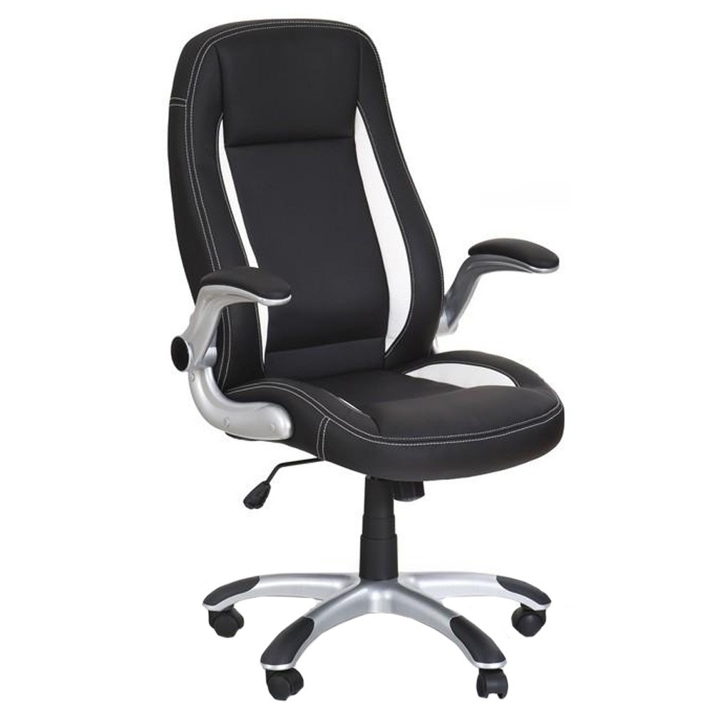 Scaun directorial piele ecologica, HM SATURN, negru