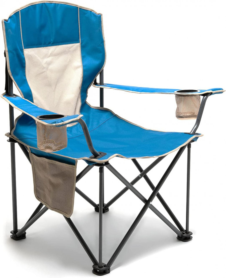 Scaun pliabil pentru camping Sunnyfeel, metal/tesatura oxford, albastru, 97 x 63 x 97 cm chilipirul-zilei.ro imagine noua 2022
