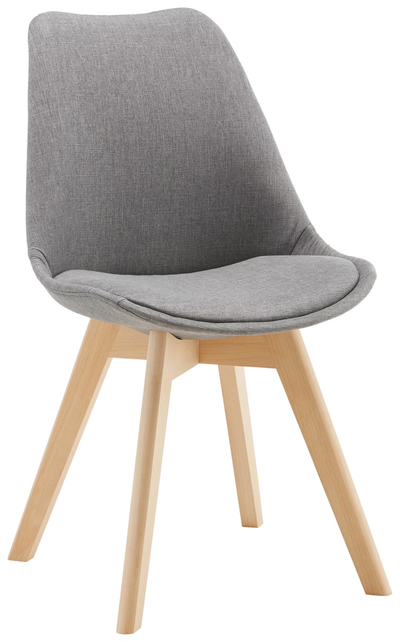 Scaun Rocksi gri, țesătură, picioare din lemn masiv, 43/82,5/43 cm