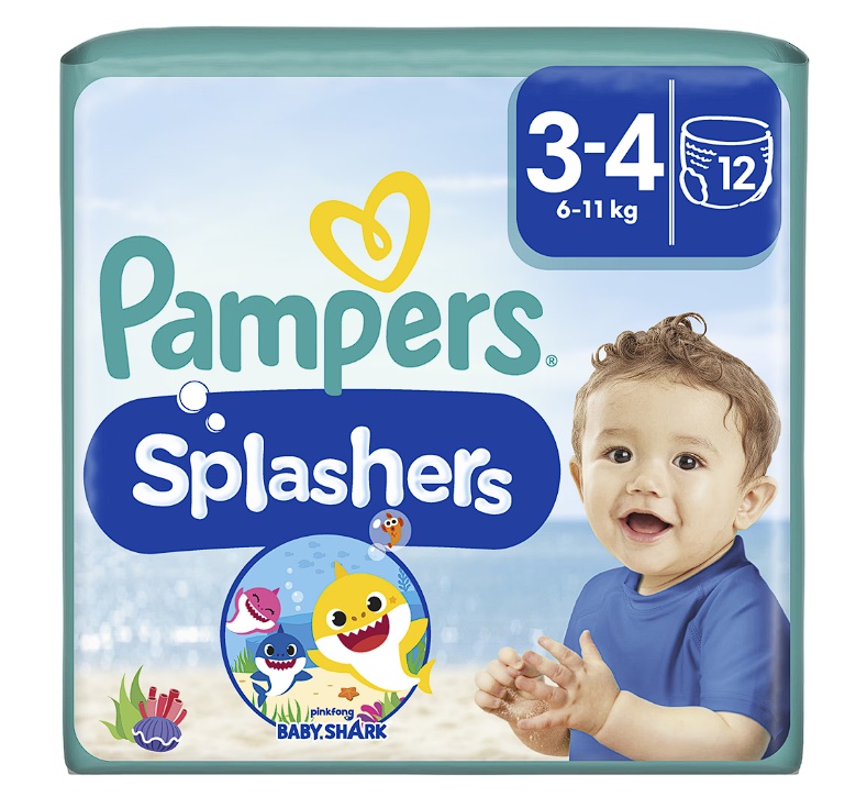 Scutece chilotel pentru apa Pampers Splashers Baby Shark Marimea 3, 6-11 kg, 12 buc, Resigilat, Grad A