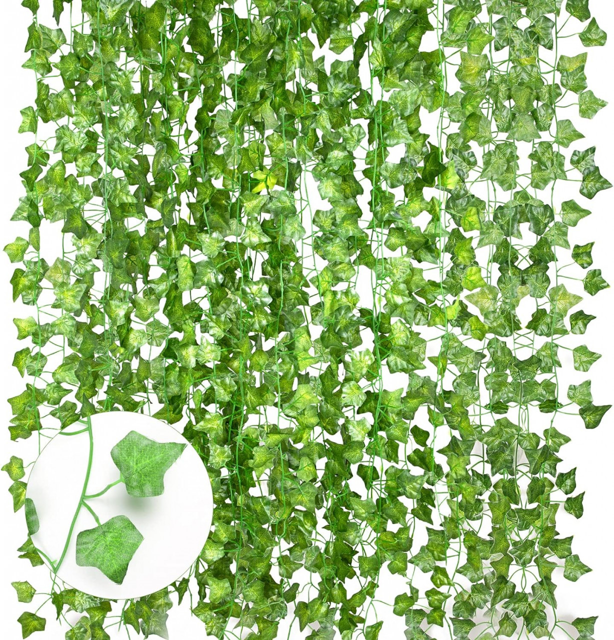 Set 12 ghirlande de plante artificiale Bozkaa, matase/plastic, verde, 210 cm