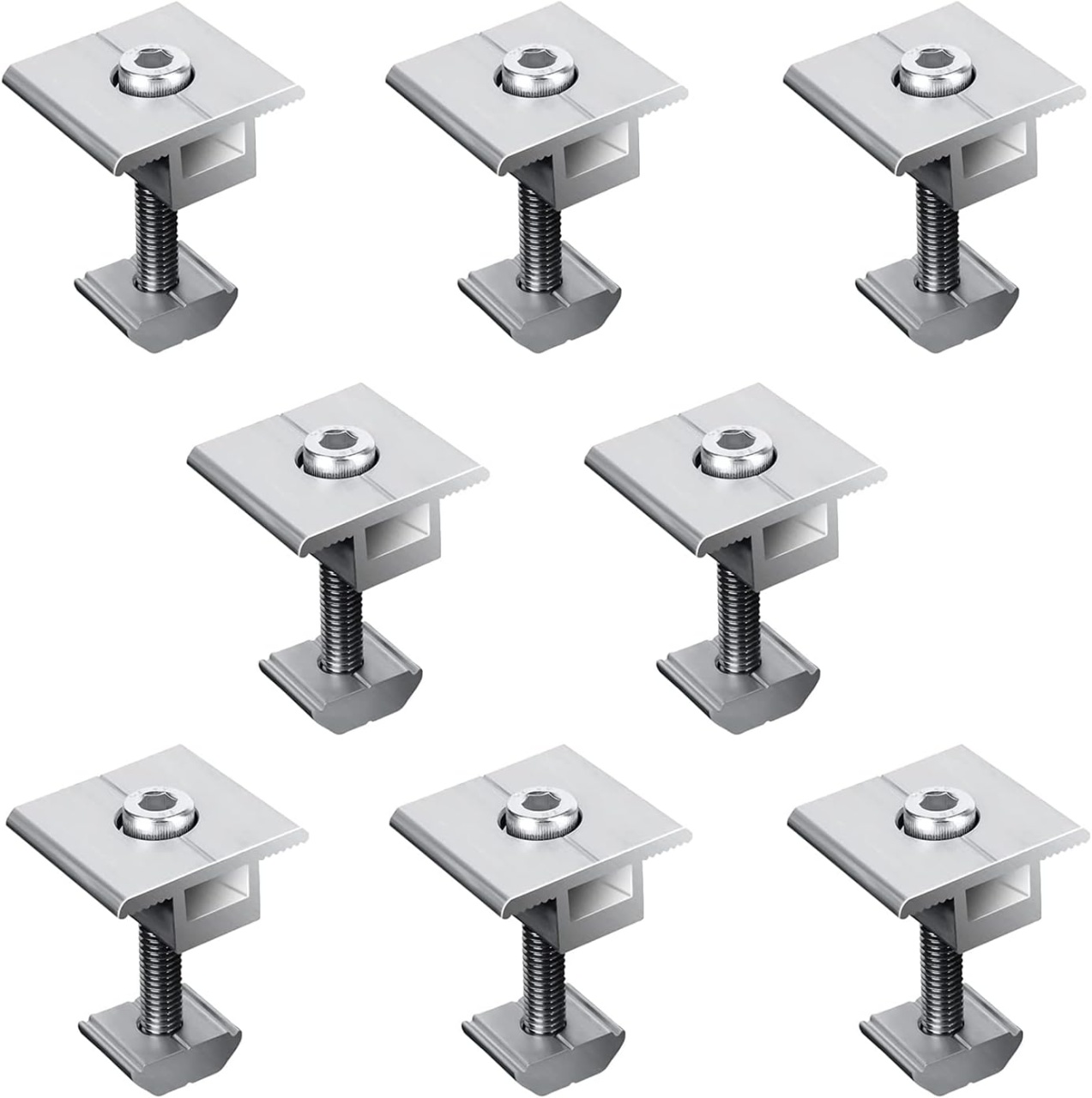Set 8 cleme de montare pentru panoul solar Cissiyog, aluminiu, argintiu, 10 x 5 x 5 cm