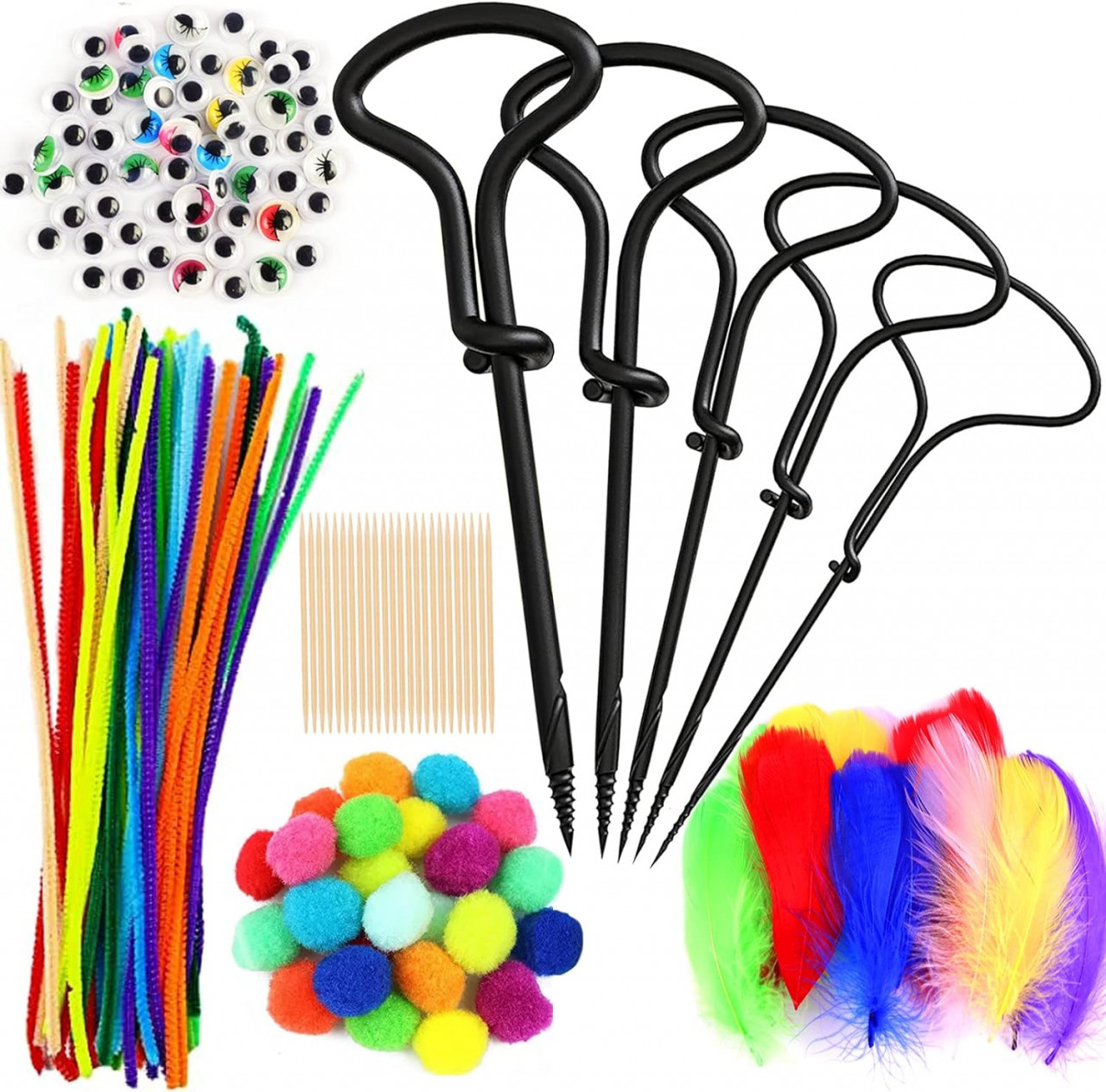 Set accesorii de bricolaj pentru copii Bubuny, textil/plastic/lemn, multicolor, 255 piese