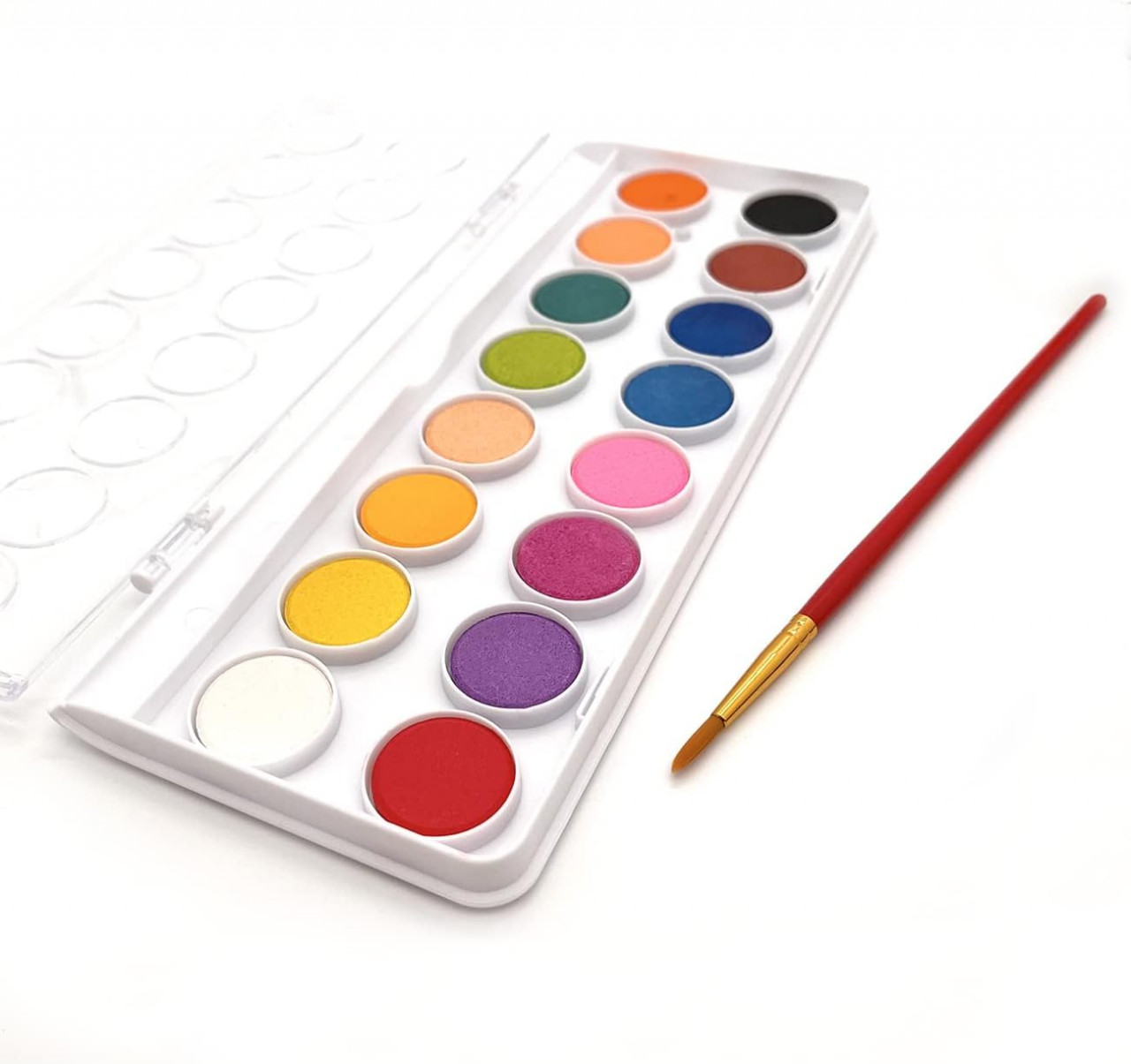 Set acuarele si un penson, 16 culori, plastic/lemn