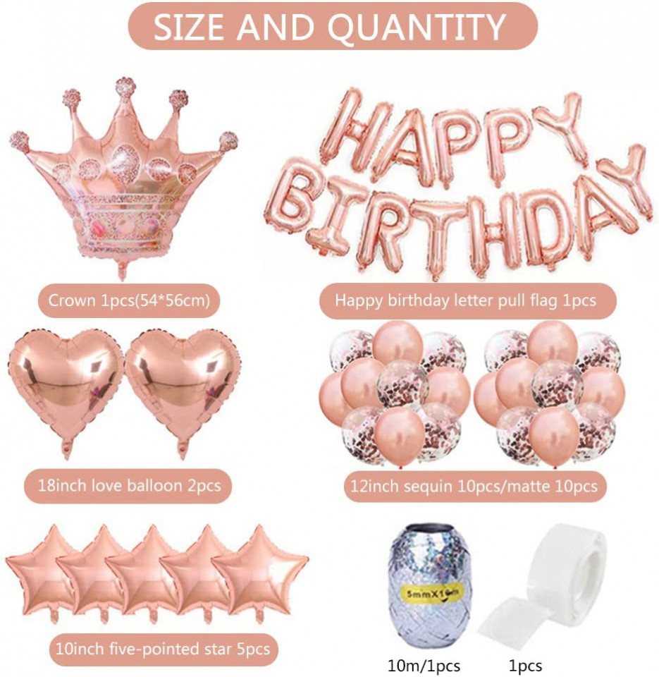 Poze Set aniversar de 43 piese Ropniik, roz, folie/latex, 54 x 56 cm/ 45 cm
