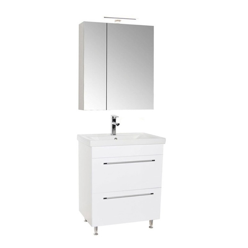 Set Baza, lavoar baie GN0541 cu sertare si oglinda Celine - 60 cm alb