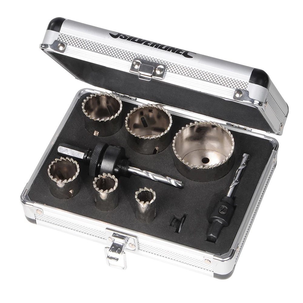 Set carote cu varf diamantat Silverline, 11 bucati