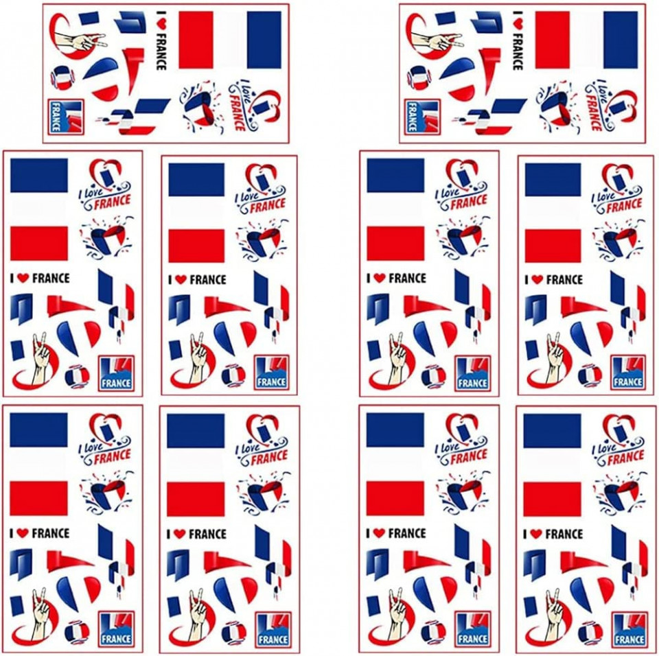 Set de 10 foi cu tatuaje temporare pentru cupa mondiala ZETIY, multicolor, 68 x 120 mm