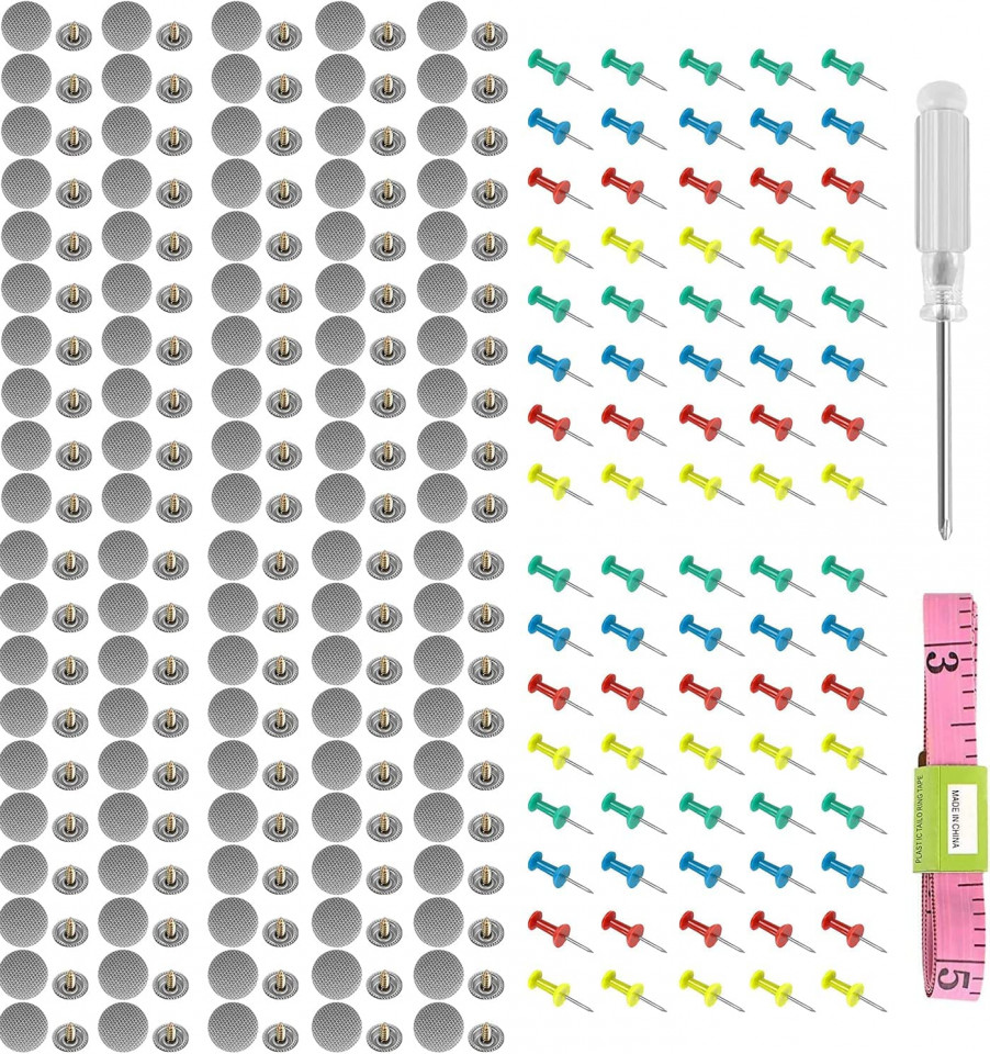 Set de 100 clipsuri de fixare si 70 pini colorati pentru reparare plafon auto Tochek, textil/plastic/metal, multicolor