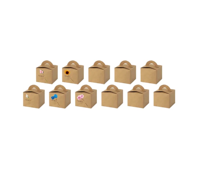 Set de 12 cutii pentru prajituri BLLREMIPSUR, hartie, natur, 8 x 9,5 x 9,5 cm