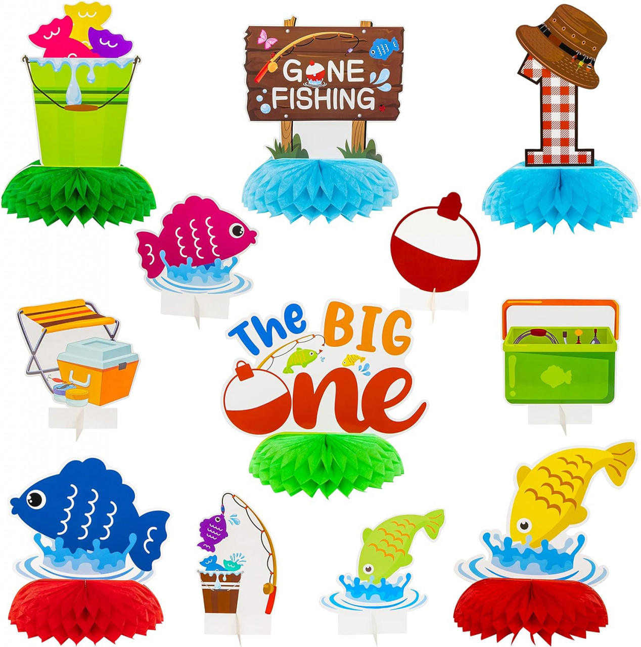 Set de 12 decoratiuni pentru ziua de nastere Haooryx, multicolor, hartie