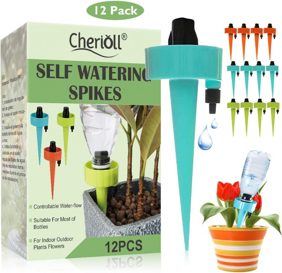 Set de 12 dispozitive pentru udarea plantelor Cherioll, polipropilena, multicolor, 17 x 5,5 cm 55"