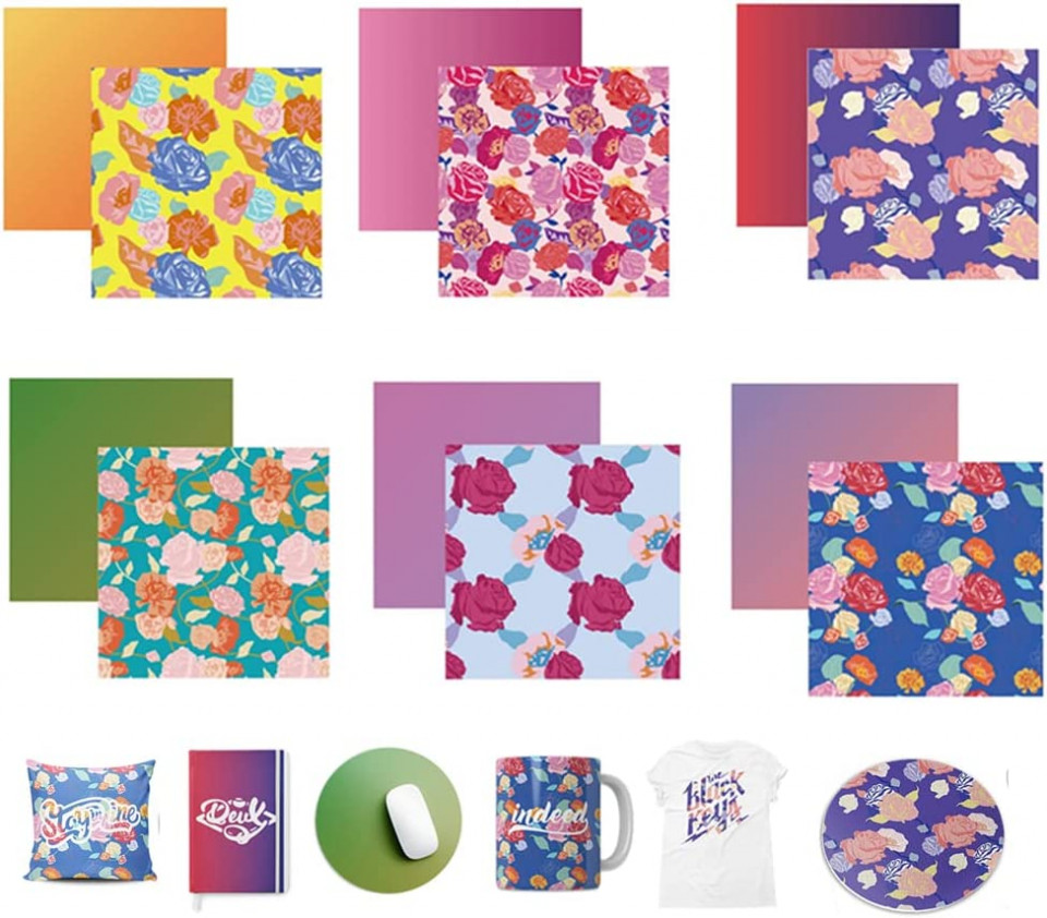 Set de 12 foi de transfer LUCKIGUCK, multicolor, 30,5 x 30,5 cm