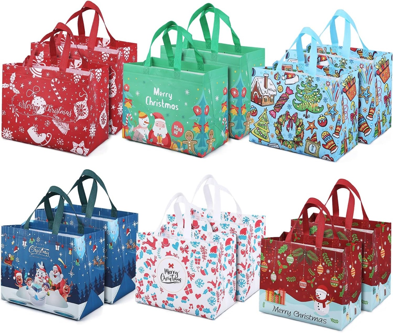 Set de 12 pungi pentru cadouri Aviski, polietilena, multicolor, 17 x 32,5 x 25 cm