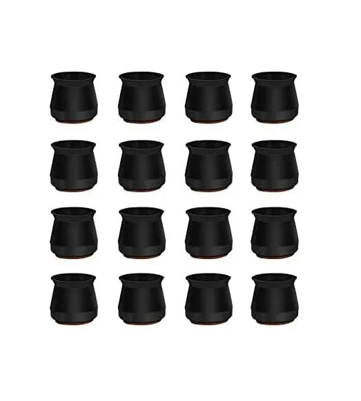 Set de 16 protectii pentru picioarele mobilierului Yuan Chuang, silicon, negru/maro, 25 x 18 mm