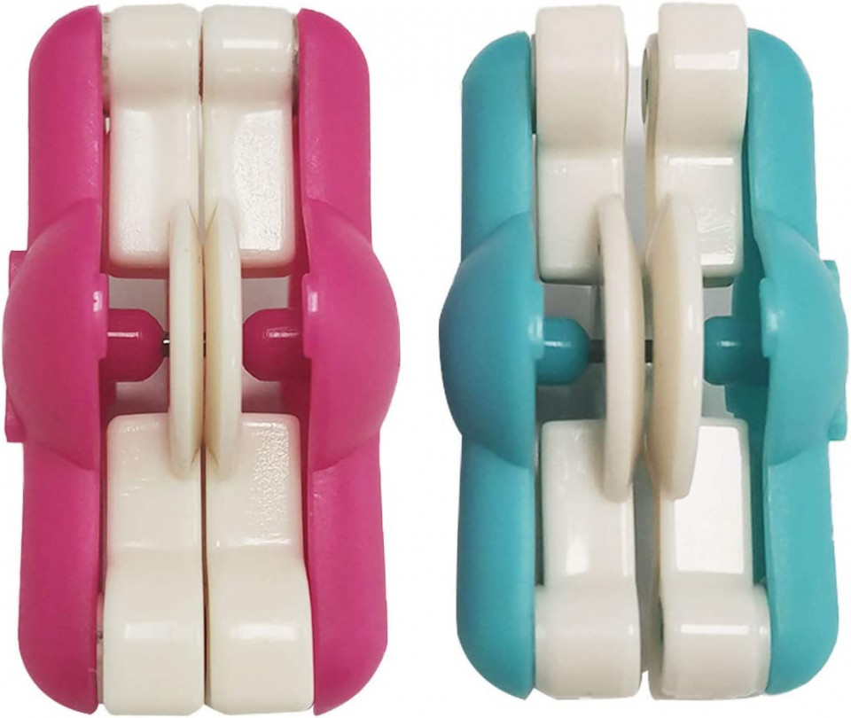 Set de 2 accesorii pentru creare pom pom HEIGOO, plastic, albastru/roz, 4,5 × 2,3 cm, 4,5 × 2,5 cm 23