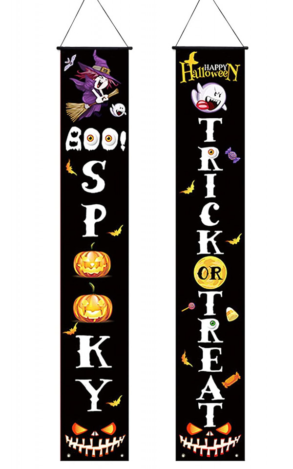 Set de 2 bannere pentru Halloween ZoneYan, poliester, multicolor, 30 x 180 cm 180 pret redus
