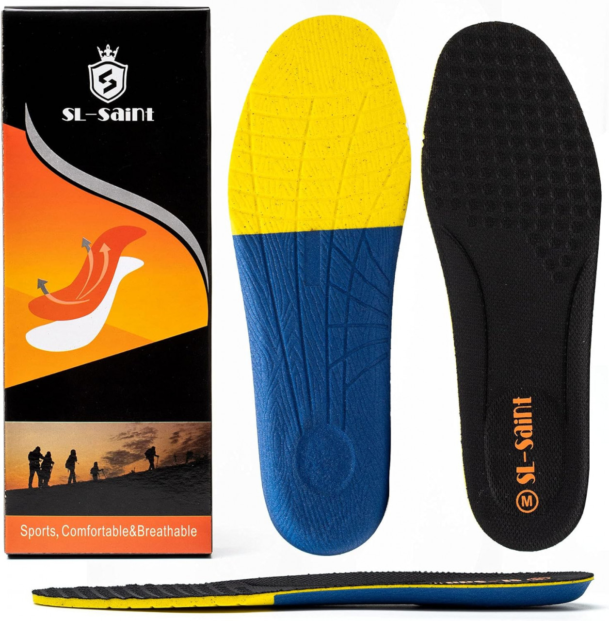 Set de 2 branturi SL-Saint, spuma cu memorie, negru/galben/albastru, marimea M