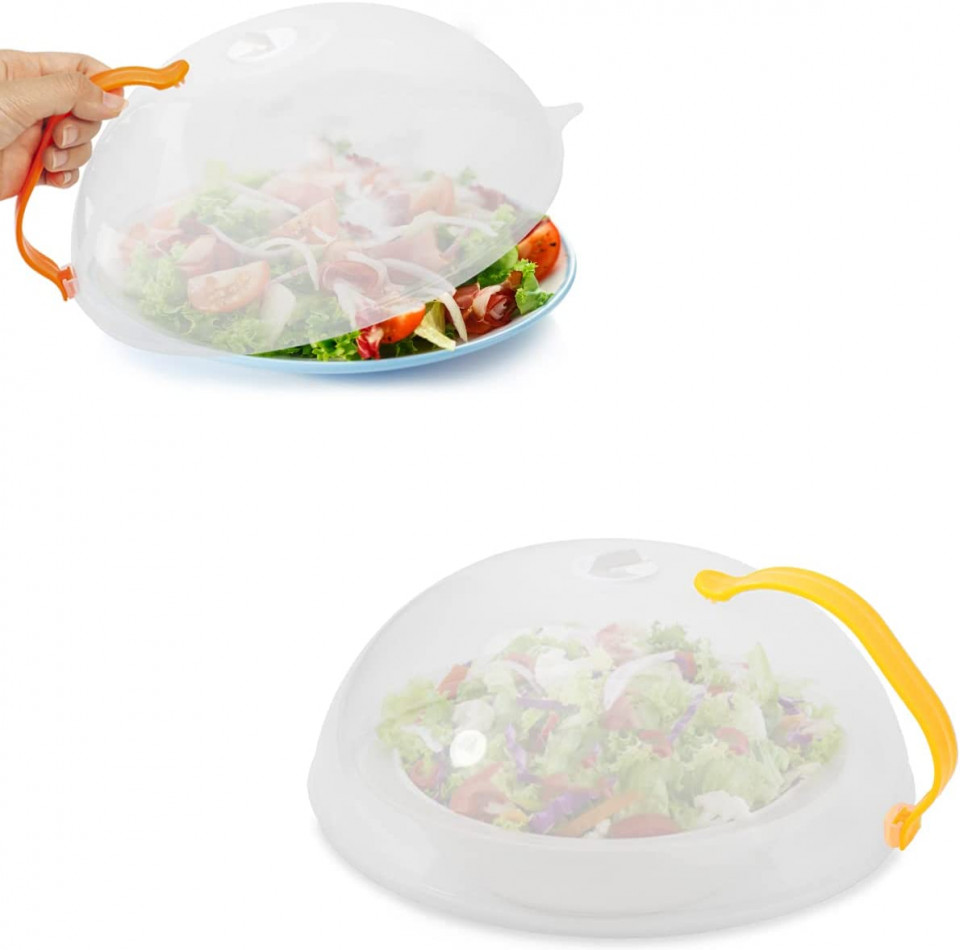 Set de 2 capace pentru alimente Lauon, plastic, transparent/portocaliu/galben, 27 x 10 cm