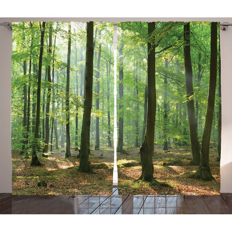 Set de 2 draperii East Urban Home, poliester, verde, 140 x 260 cm Pret Redus chilipirul-zilei pret redus imagine 2022