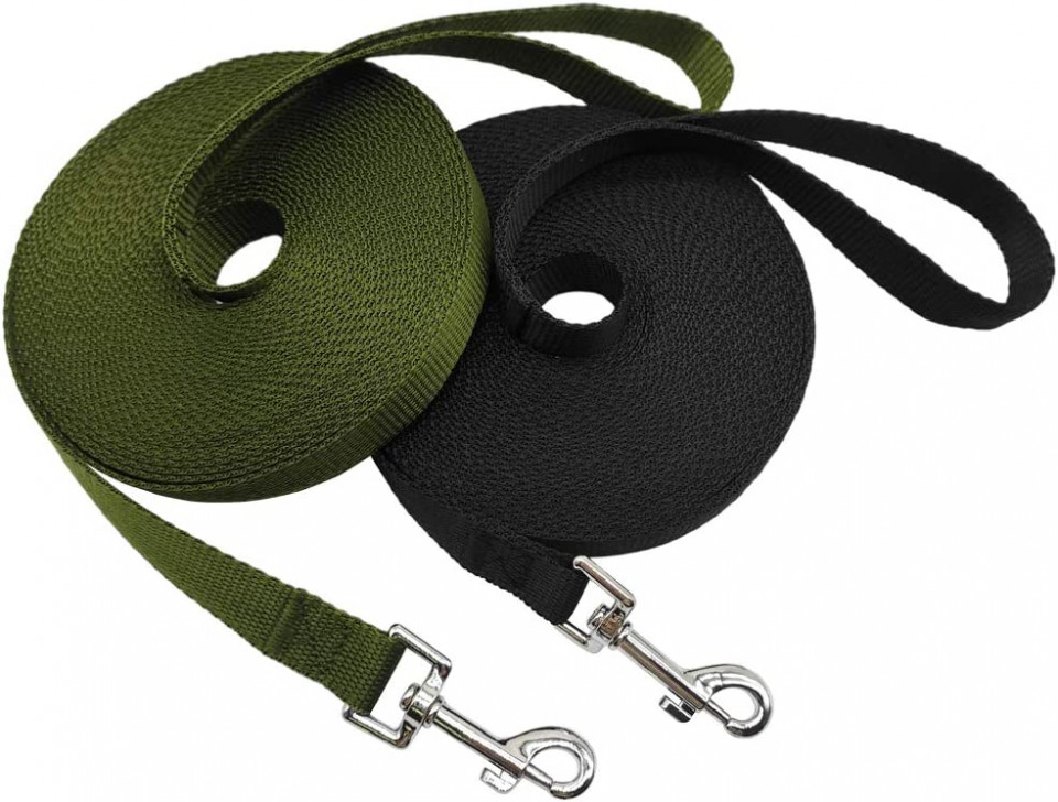 Set de 2 lese pentru caine MayPaw, nailon, verde inchis/negru, 6 m Accesorii imagine noua