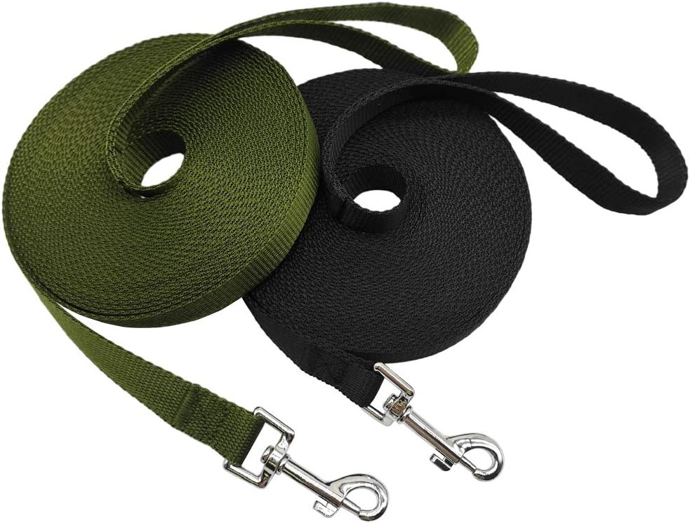 Set de 2 lese pentru caini MayPaw, nailon/metal, negru/verde, 180 cm