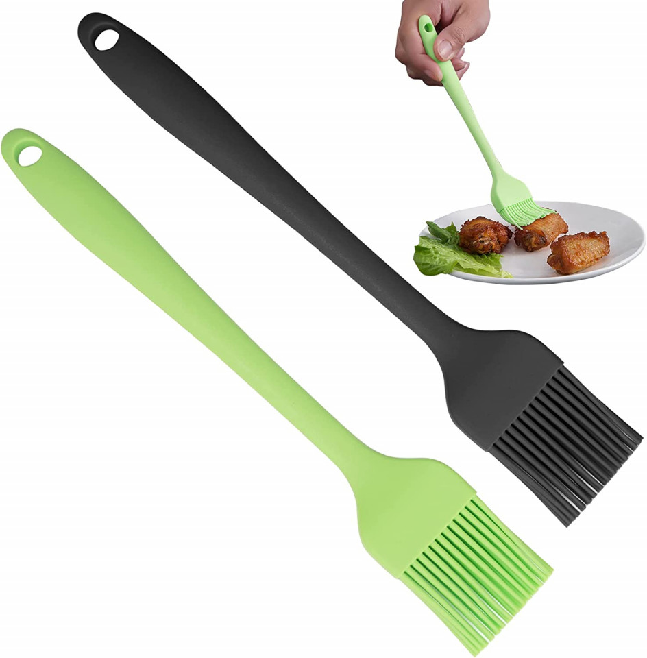 Set de 2 pensule pentru patiserie Rairsky, silicon, negru/verde, 20, 8 x 3,2 cm