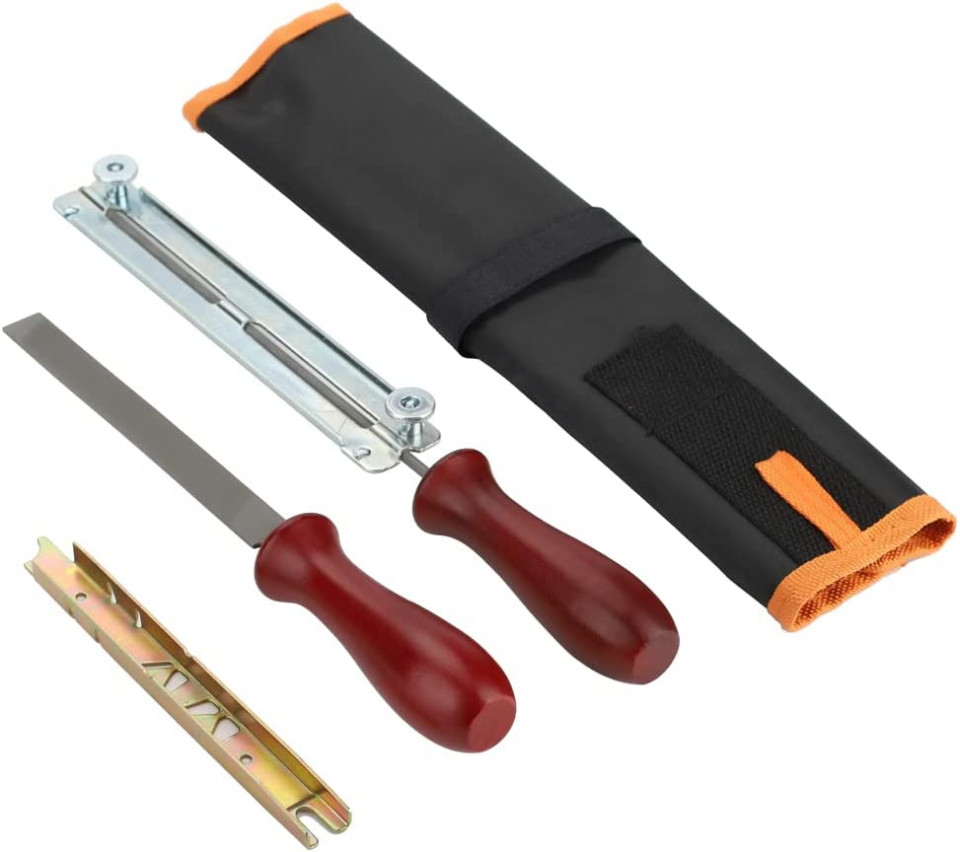 Poze Set de 2 pile pentru ascutire lant de drujba SALVATOR, otel/lemn, rosu/argintiu
