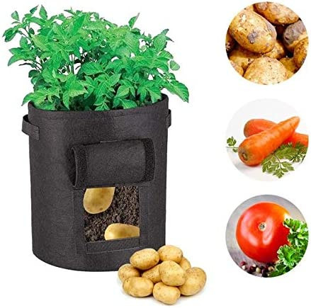 Poze Set de 2 saci pentru cultivare legume SUNTRADE, negru, textil, 28 X 33 cm