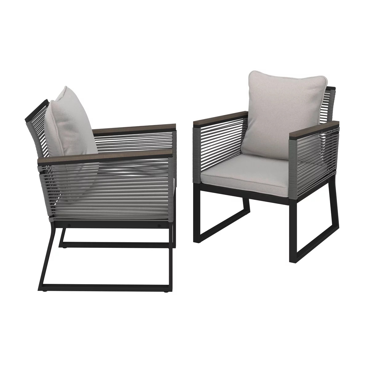 Set de 2 scaune de grădină Toni gri metal/material textil exterior