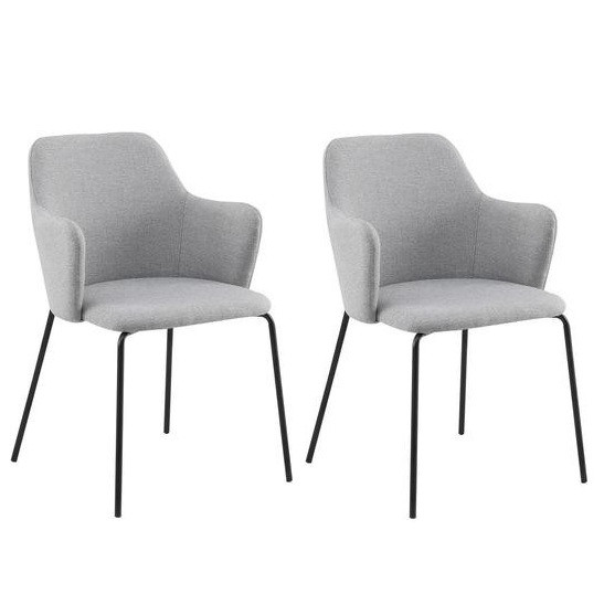 Set de 2 scaune tapitate Oslo, negru/gri, 58 x 53 x 85 cm chilipirul-zilei.ro