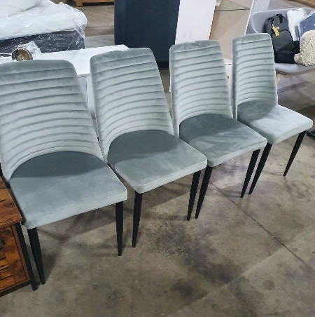 Set de 2 scaune tapitate Otto, catifea/ lemn, gri/ negru, 88 x 48 x 44 cm image2