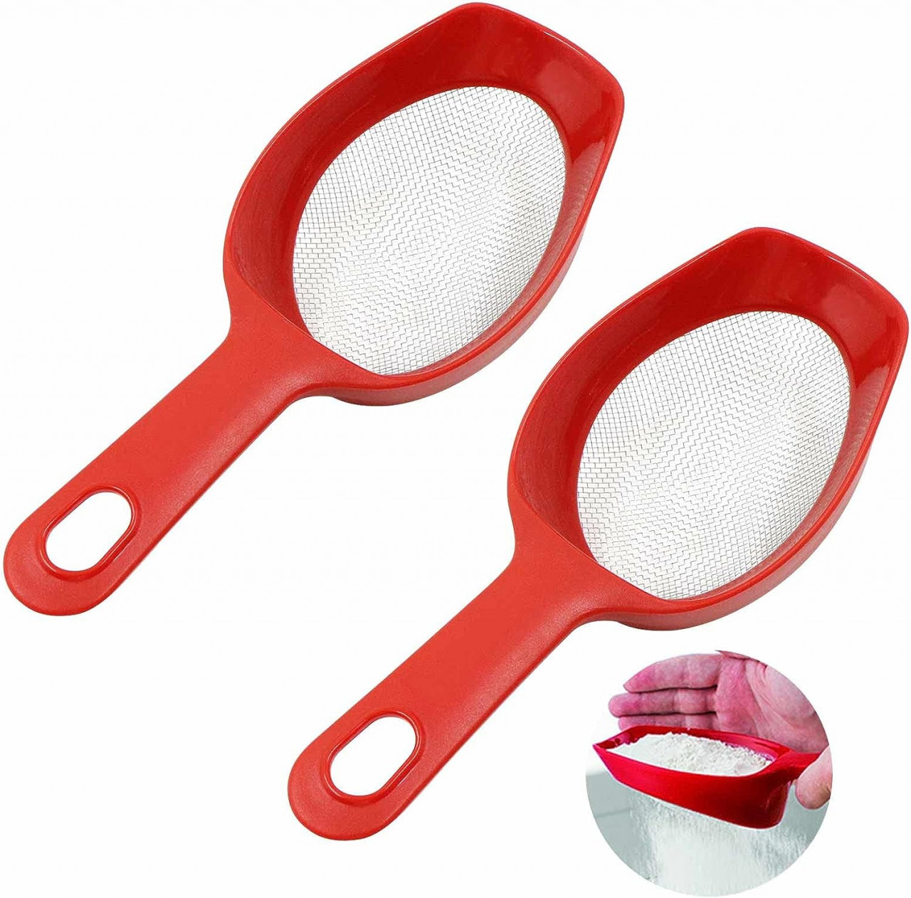 Set de 2 site pentru bucatarie Xtemtoamz, ABS/otel inoxidabil, rosu/argintiu, 23 x 9,5 cm