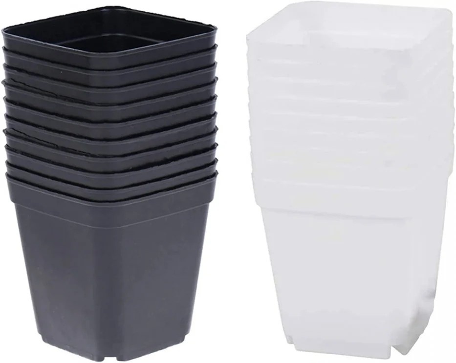 Set de 20 de ghivece pentru plante ZYFFHG, alb/negru, plastic, 7 x 7 x 8 cm