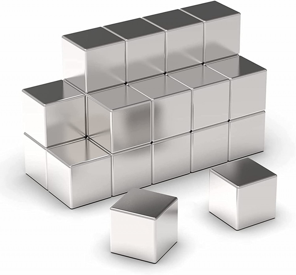 Set de 25 magneti puternici Wukong, argintiu, cub, 10 x 10 x 10 mm
