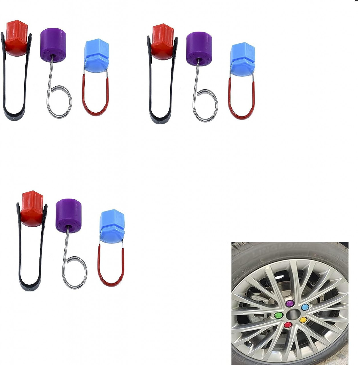 Set de 3 cleme pentru indepartatrea capacului piulitei GNAUMORE, metal/plastic, multicolor