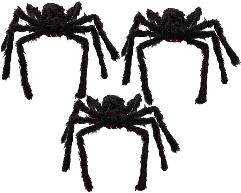 Set de 3 paianjeni pentru Halloween YONGIAGA, metal/textil, negru, 75 cm