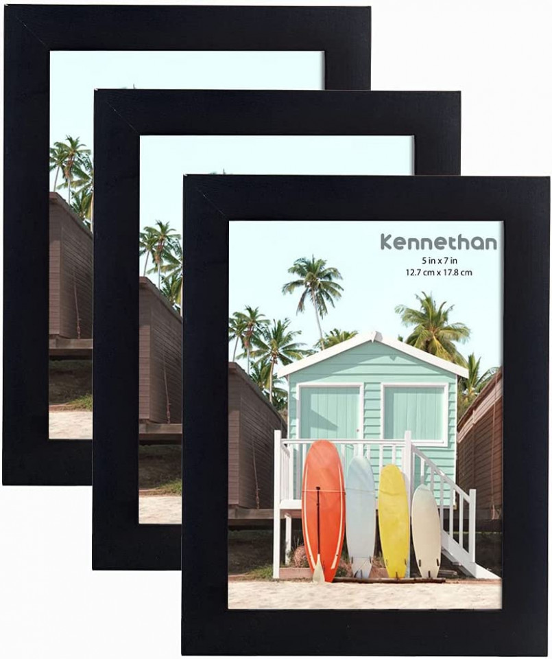 Set de 3 rame foto Kennethan, lemn de pin/sticla acrilica, negru, 13 x 18 cm acrilica pret redus