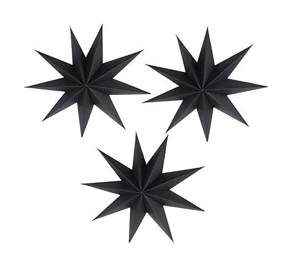 Set de 3 stele decorative Soullife, hartie, negru, 30 cm