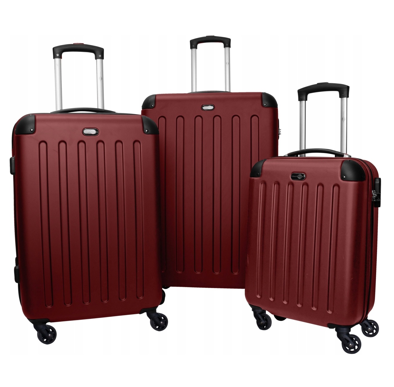 Set de 3 trolere Austin, ABS, cu roti, maner telescopic, 94 / 56/ 31 l, rosu