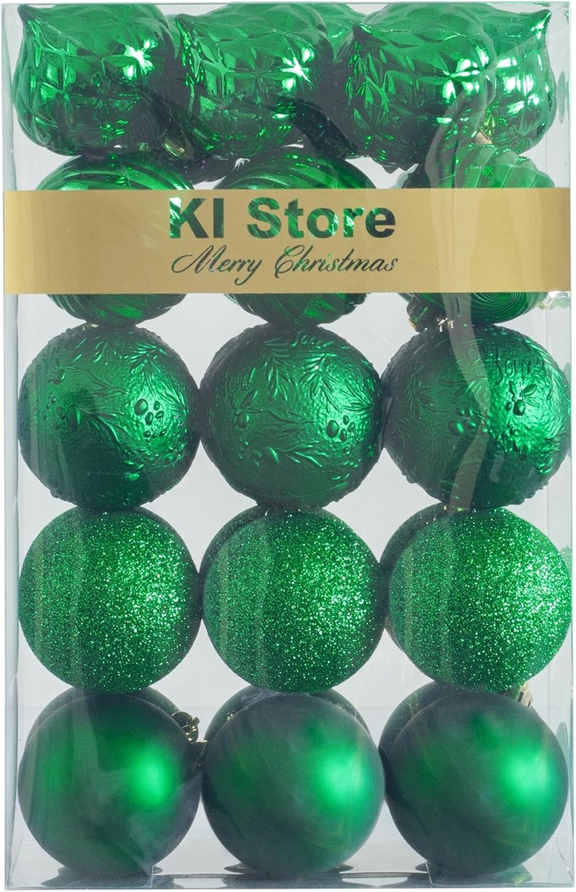 Set de 30 globuri Busybee, plastic, verde, 6 cm