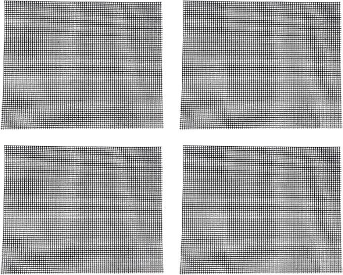 Set de 4 covorase pentru gratar Coairrwy, fibra de sticla, negru, 40 x 33 cm